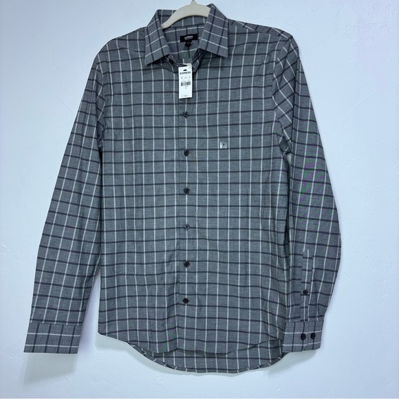 Express NWT Men's Dress Shirt Gray Black Small Long Sleeve Button Front - Picture 1 of 9
